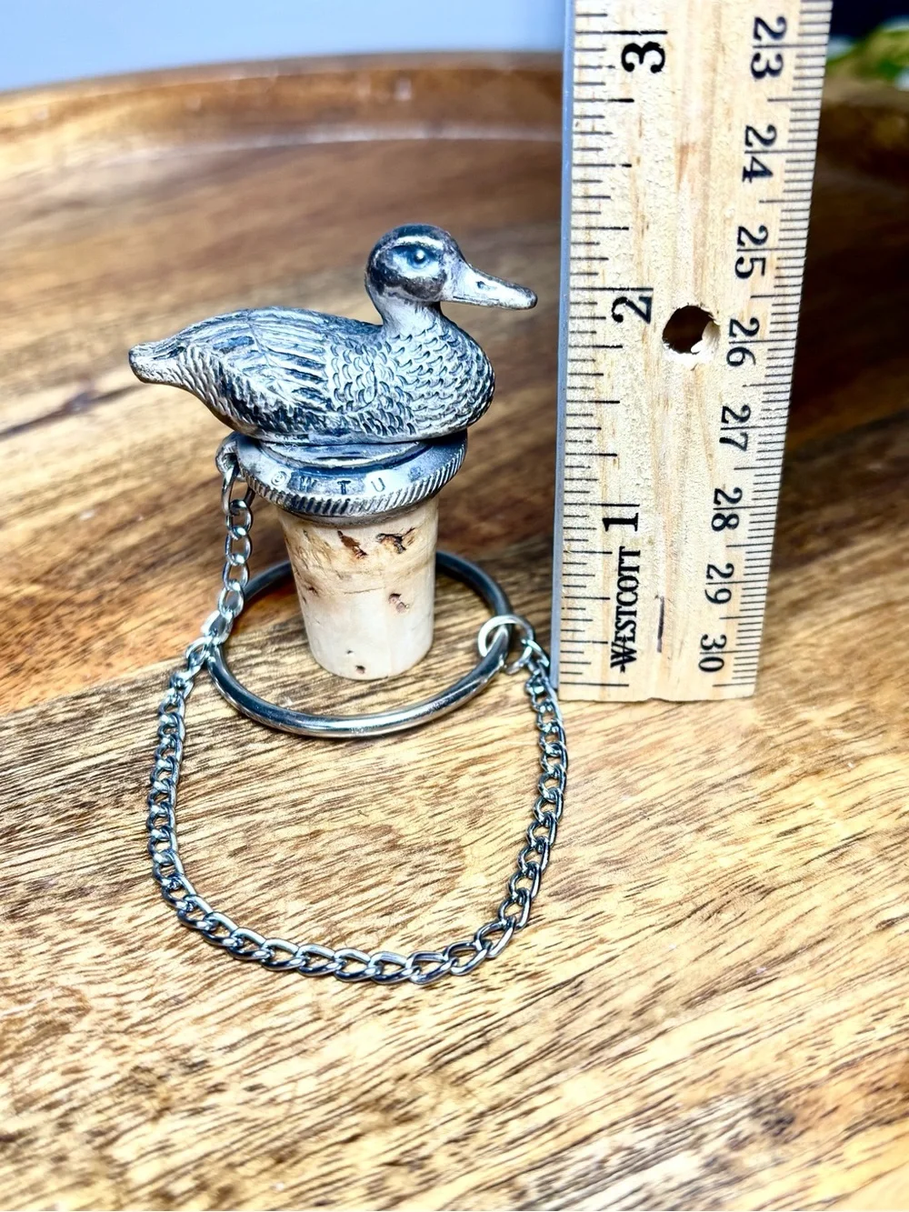 WTU Mallard Duck Heavy Pewter Wine Bottle Cork Topper With 6.5